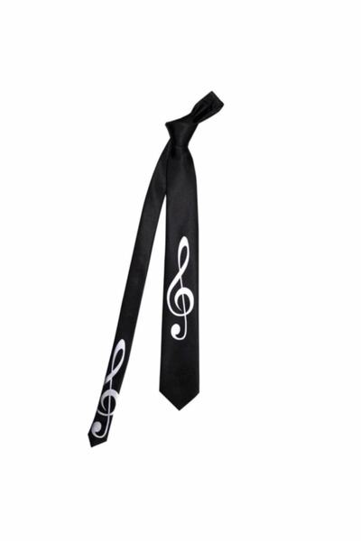 Herşey Nota Men's Black Left Key Music Note Tie