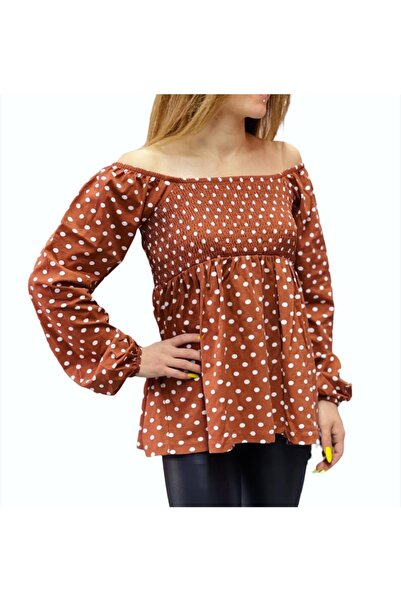 1Moda1Tarz Κεντημένη μπλούζα από χτενισμένο βαμβάκι με σχέδιο Μαντόνα, πουά κ...