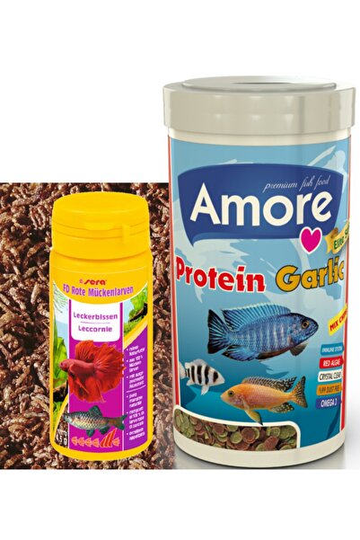 AMORE Sera Fd Rote Mückenlarven Kan Kurdu 50ml Kutu + Elite Protein Red Algae...