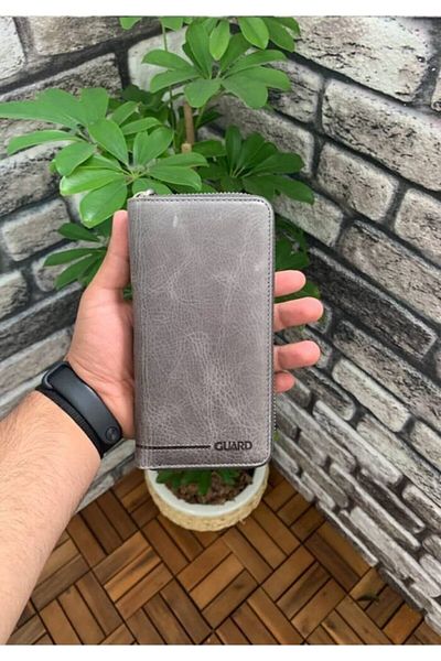 GUARD Gray Antique Zippered Portfolio Wallet