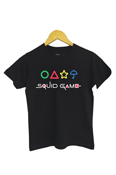 Raf Coll Tricou cu imprimeu digital în față pentru jocul calmar pentru copii