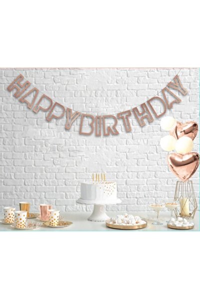 TATLI GÜNLER Rose Gold Içi Boş Happy Birthday Banner
