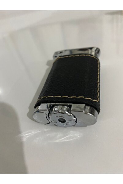 Elif Pipo Çakmağı Deri Kaplı Siyah