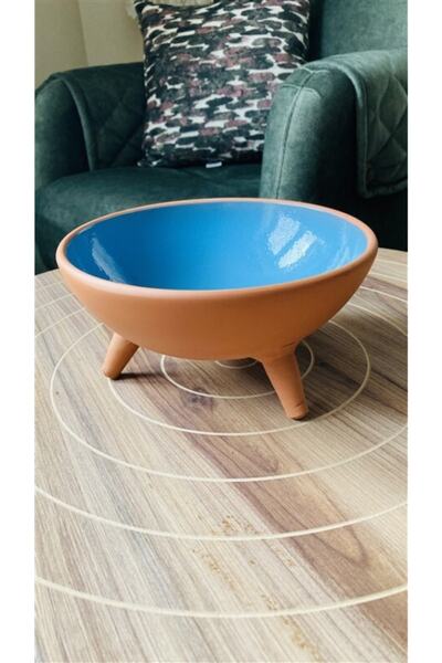 goffin Goffın Çömlek 2'li Doğal Sırlı Ayaklı Sunum Meyve Tabağı Kapadokya