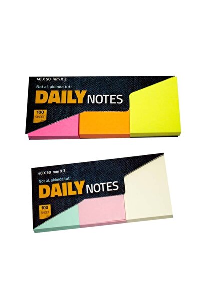 NotYaz Daily Notes Colours 2'li Ekonomik Set Pastel/neon Yapışkanlı Bloknot