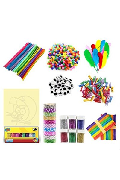 Hobialem Okul Etkinlik Seti -2, Anaokulu Seti, Okul Öncesi Set, Kreş Seti, Şönil, Ponpon, Tüy