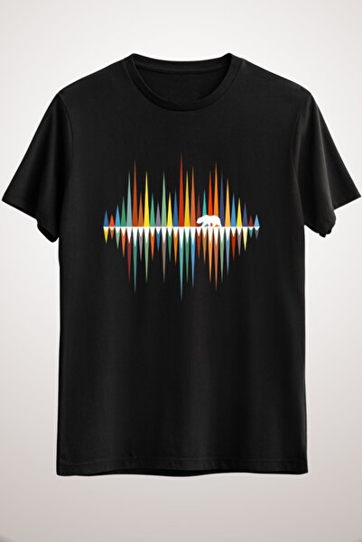 GreenMint للجنسين أسود ملون الدب الجبلي المشاعر - الموسيقى التي شيرت موسيقى ا...