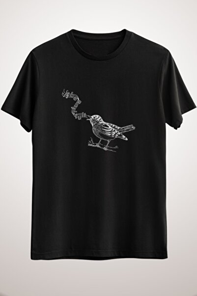 GreenMint تيشيرت موسيقى جميل أسود للجنسين