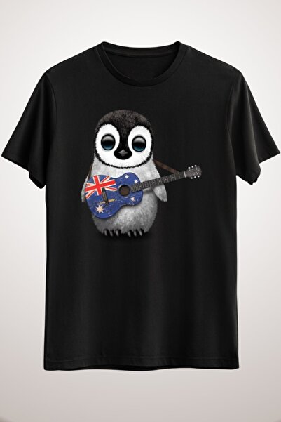 GreenMint للجنسين الأسود الطفل البطريق العزف على غيتار العلم الأسترالي