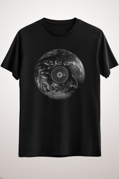 GreenMint تيشيرت موسيقى عالمي أسود للجنسين