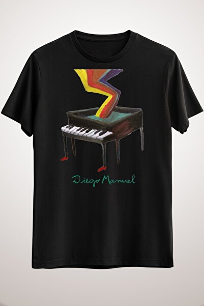 GreenMint تيشيرت موسيقى البيانو الأسود للجنسين 5