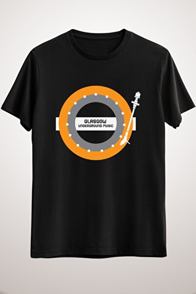 GreenMint تيشيرت موسيقى أسود للجنسين من Glasgow Underground