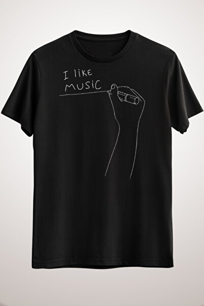 GreenMint للجنسين أسود أنا أحب الموسيقى التي شيرت الموسيقى