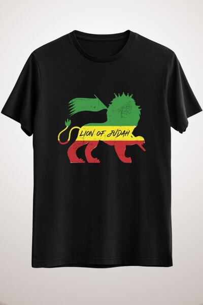 GreenMint تي شيرت موسيقى أسود أسد يهوذا الريغي للجنسين