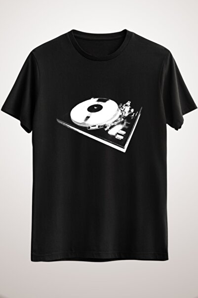 GreenMint للجنسين أسود الفينيل ألبوم القرص الدوار مشغل موسيقى تي شيرت الموسيقى