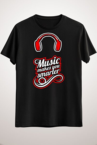 GreenMint تيشيرت موسيقى أسود للجنسين Make You Smarter
