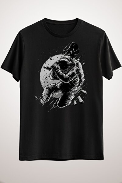 GreenMint تيشيرت موسيقى الفضاء الأسود للجنسين