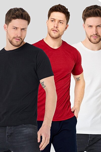 LEYEL Moda Tricou Leyelmoda Slim Fit Basic, pachet de 3 unisex