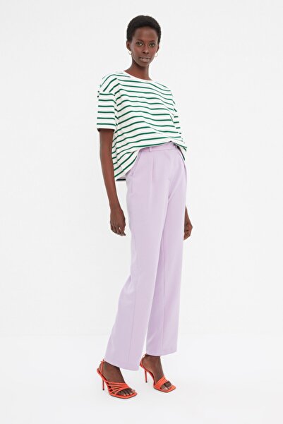 Trendyol Collection Lilac Wide Leg Pleated Woven Trousers TWOSS21PL0155