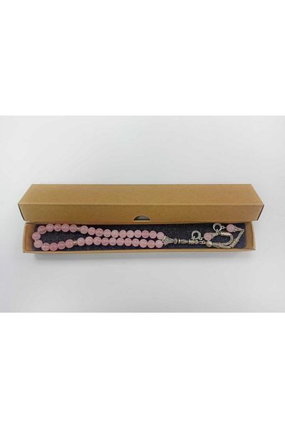 Yüksel Boncuk 8mm Pink Quartz - Natural Stone Alpaca Rosary
