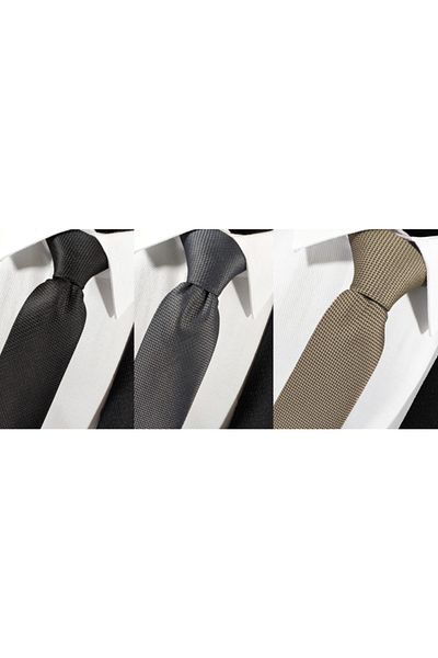 BLC Basic Line Co. Black Smoked Beige 3 Pack Dobby Tie Handkerchief Set