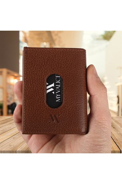 My Valice Unisex Genuine Leather Wallet And Card Holder 1819 Tan