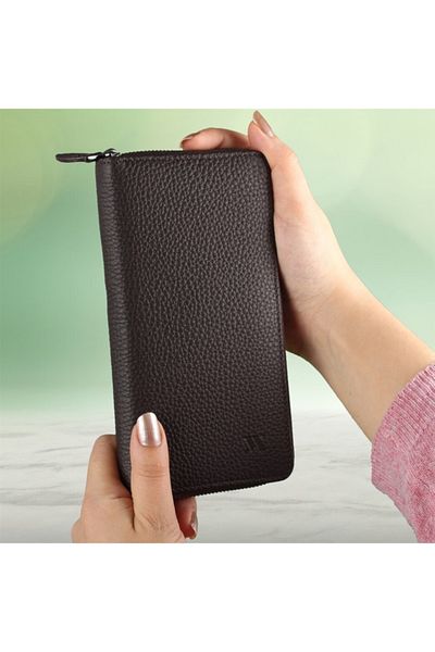 My Valice Unisex Genuine Leather Wallet with Phone Compartment and Card Holder 1821 Brown