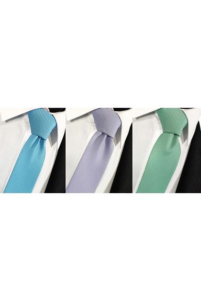BLC Basic Line Co. Turquoise Blue Lilac Mint Green 3 Pack Dobby Tie Handkerchief Set