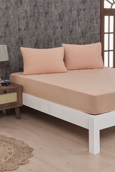 Mislina Home Premium βαμβακερό ροζ σεντόνι με ανάγλυφο κηρήθρα