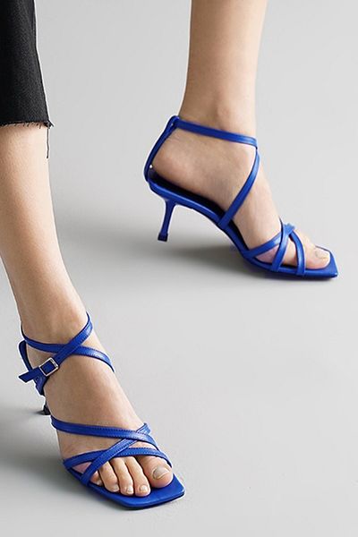Mio Gusto Sandale cu toc pentru femei Valeria Saks Blue Color