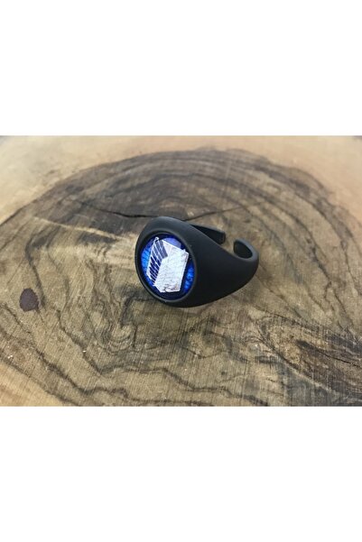 SOKAKTA BİLEKLİK خاتم أسود قابل للتعديل بشعار Anime Attack On Titan