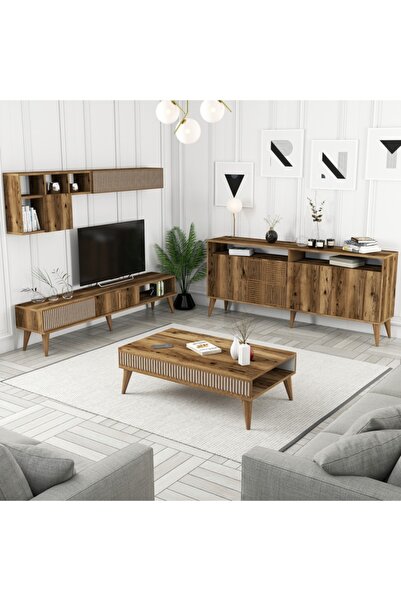 Variant Mobilya Milan 3 Lü Salon Takımı - Ceviz / Ceviz