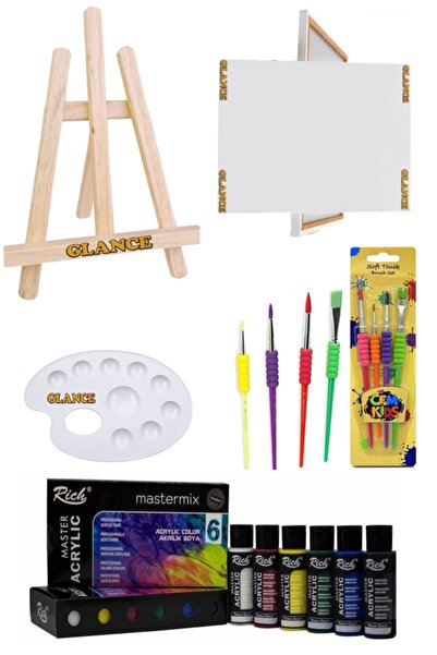 GLANCE Mini Şövale -rich Mastermix 6'lıakrilik Boya Başlangıç Seti