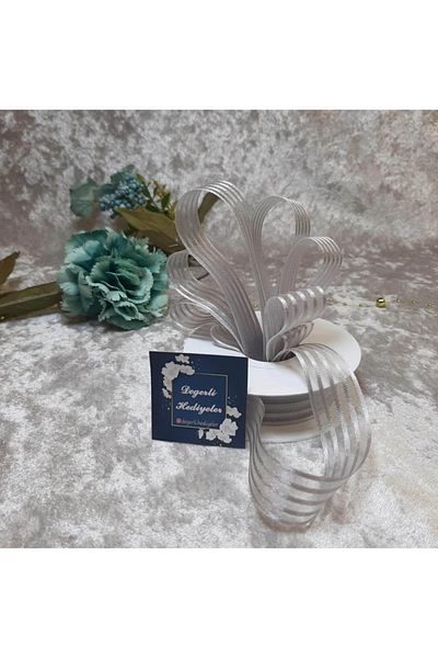 Değerlihediyeler Κορδέλα 2,5cm Σιφόν Γκρι Κορδέλα 20μ
