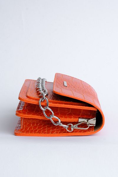 Çantacımstore Women's Orange Crocodile Patterned Shoulder Bag