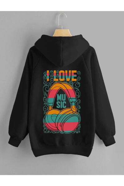 Relax family xf Μαύρο φούτερ με στάμπα Love Music