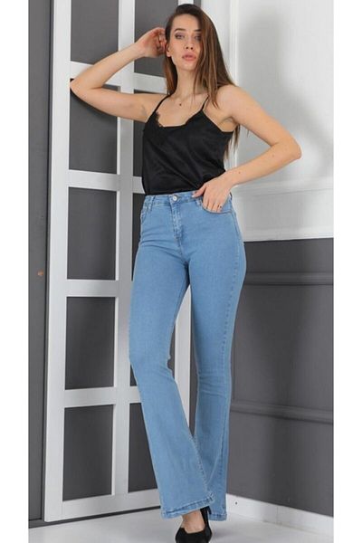 Trn JNS Blugi negri cu talie foarte înaltă Kiev Simsiyah (solmaz) Slim Fit