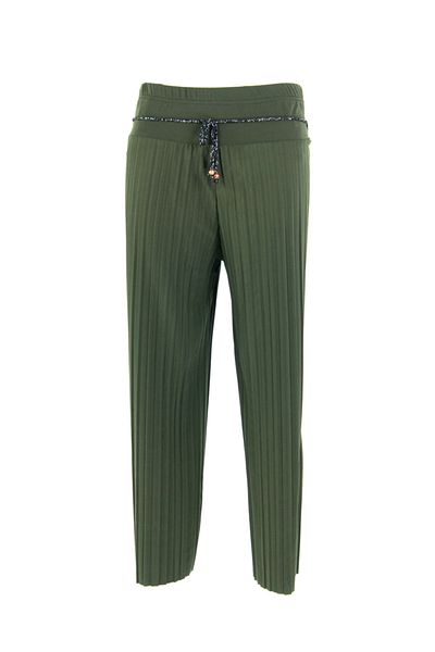 Oppland Women's Boutique Trousers Skirt Waist Rope Belted Pleated Comfortable Cut Sandy Lycra Fabric
