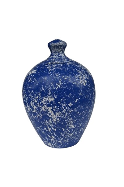 Mask El Yapımı Çömlek Dekoratif Mavi Testi Kumbara 20 Cm