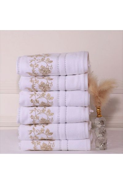 Özdilek Seda Glitter Κεντημένη Πετσέτα 50*90 Σετ 6 τεμαχίων