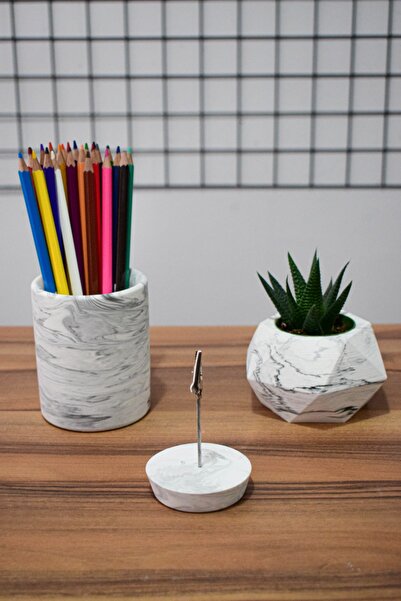 PAYATASARIM Set de cactus pentru ghiveci cu model de marmură