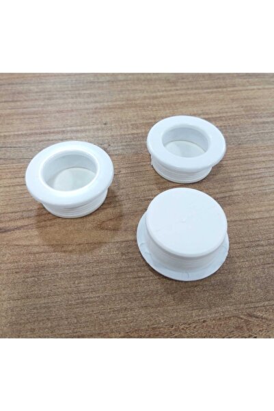 ARON (3 Adet) Plastik Beyaz Gömme Yuvarlak Tas Kulp Çekmece Dolap Kapak Ofis Mobilya Kulpu 35mm