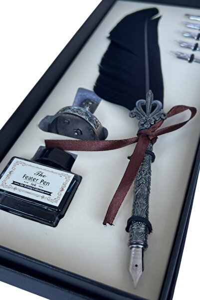 misslale esans Kuş Tüyü Divit Mürekkepli Kaligrafi Kalem Hokka Seti Siyah