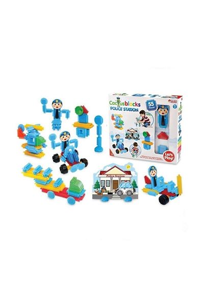 DEDE Intelligence Developer Cactus Blocks Cactus Blocks 55 Pieces Police Station Educational Learning Toy