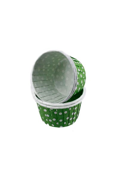 Eminonutoptanci Cupcake Mold Small Size 44*35 Mm - 100 Pieces Polka Dot Green