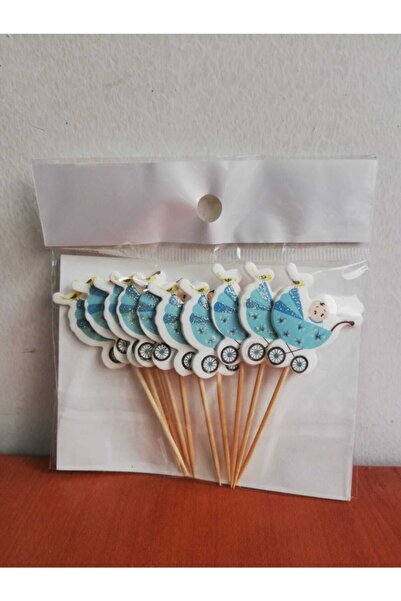 Cadde Süs زينة مسواك زرقاء لعربة الأطفال 10 قطع