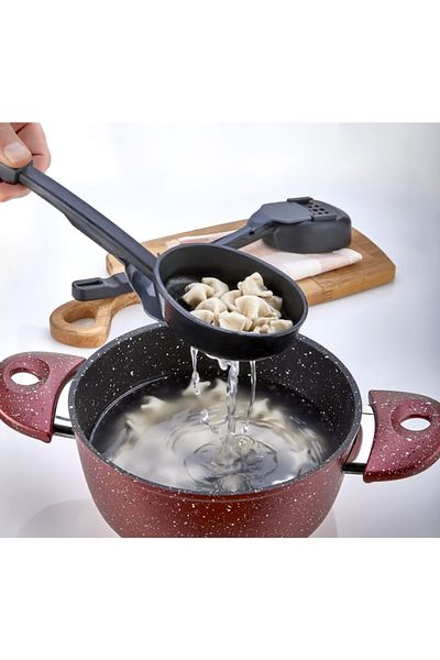 GELDİMİCOM Fireproof Non-Stick 3 in 1 Service Set Resistant to 220 Degrees| Spoon| Colander| Bucket Single in One