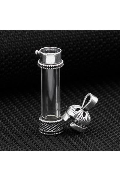 Takılingo 925 Ayar Gümüş Açılabilir Cam Tüp Tasarımlı Cevşen Dua Kabı Model E...