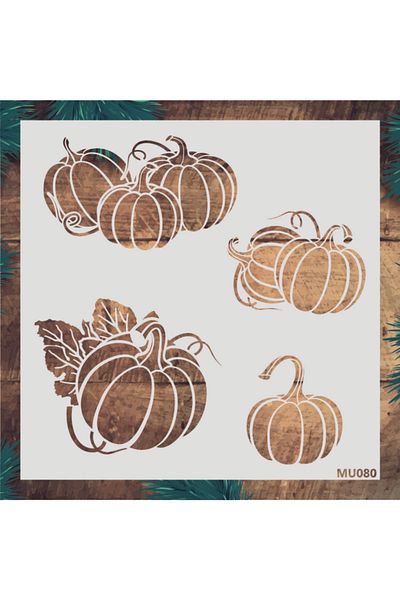 STENCİLTASARIM Stencil Design Mu080 Pumpkin - Decorative Wall, Item, Fabric Painting Templates 25x25 Cm