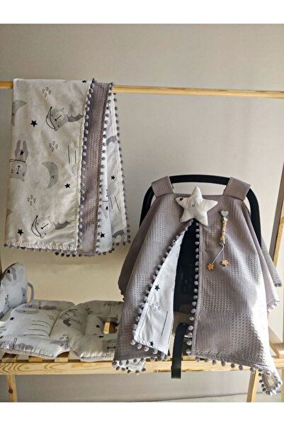 Raduga Collection Çift Taraflı Puset Örtüsü+puset Minderi+Battaniye Gri Uykuc...